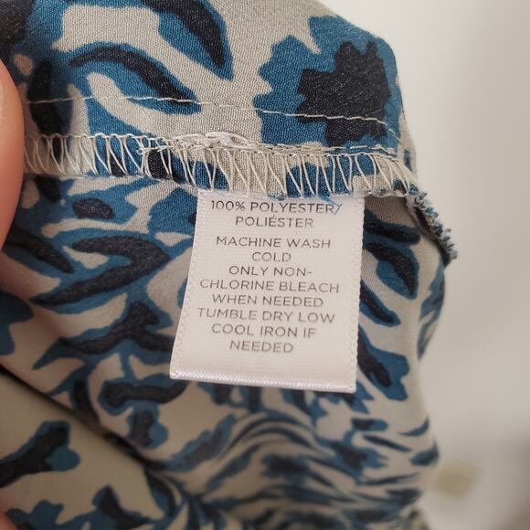 Loft Floral Shift Dress Teal Gray SP - Picture 12 of 12